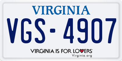 VA license plate VGS4907
