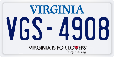 VA license plate VGS4908
