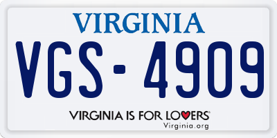 VA license plate VGS4909