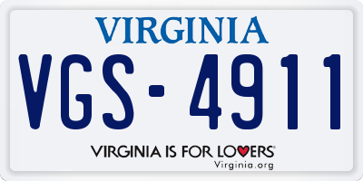 VA license plate VGS4911
