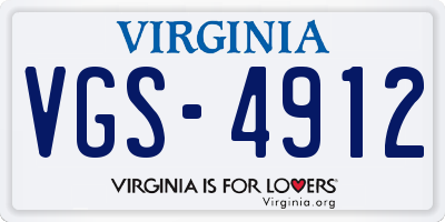 VA license plate VGS4912