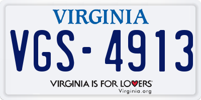 VA license plate VGS4913