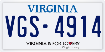 VA license plate VGS4914