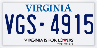 VA license plate VGS4915