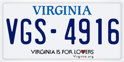 VA license plate VGS4916
