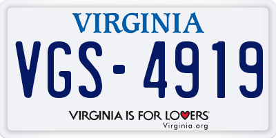 VA license plate VGS4919