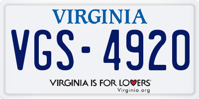 VA license plate VGS4920