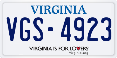VA license plate VGS4923