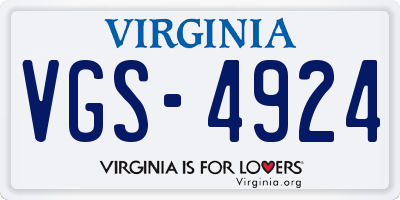VA license plate VGS4924