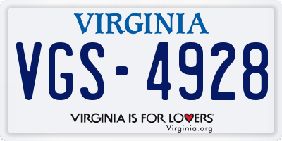 VA license plate VGS4928