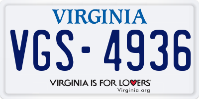 VA license plate VGS4936