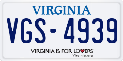 VA license plate VGS4939