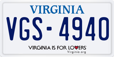 VA license plate VGS4940