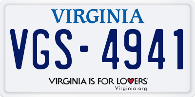 VA license plate VGS4941
