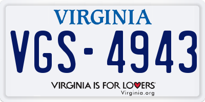 VA license plate VGS4943