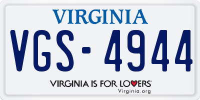 VA license plate VGS4944