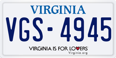VA license plate VGS4945