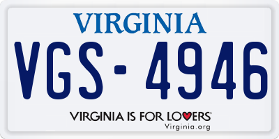 VA license plate VGS4946