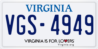 VA license plate VGS4949
