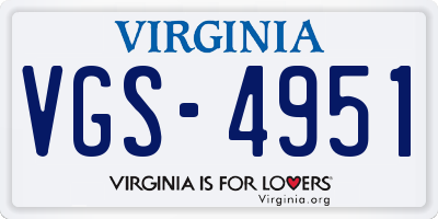 VA license plate VGS4951