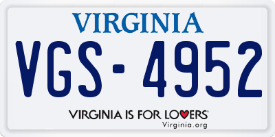 VA license plate VGS4952