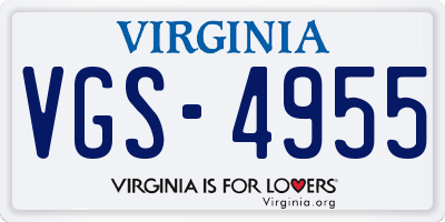 VA license plate VGS4955