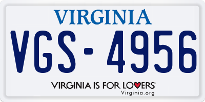VA license plate VGS4956