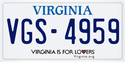 VA license plate VGS4959