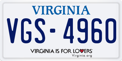 VA license plate VGS4960