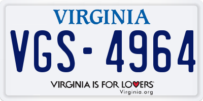 VA license plate VGS4964