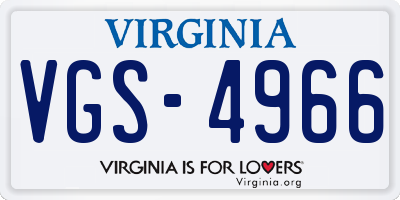 VA license plate VGS4966