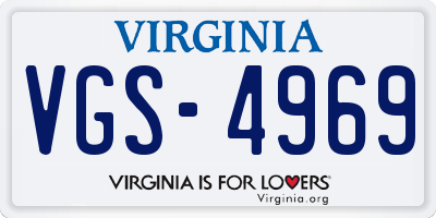 VA license plate VGS4969