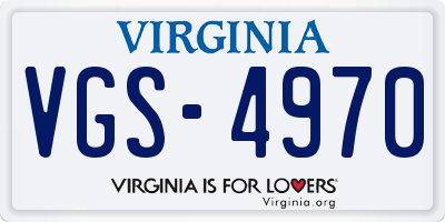 VA license plate VGS4970