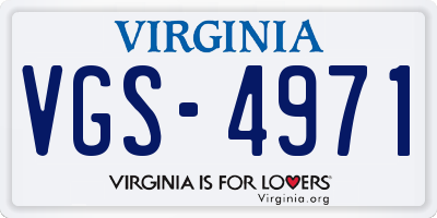 VA license plate VGS4971