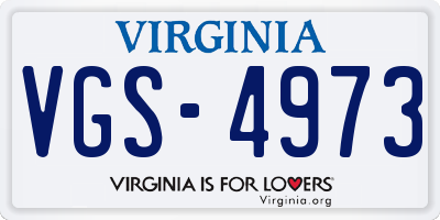 VA license plate VGS4973