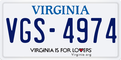 VA license plate VGS4974