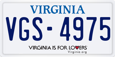 VA license plate VGS4975