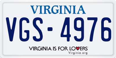 VA license plate VGS4976