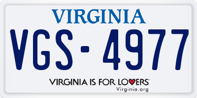 VA license plate VGS4977