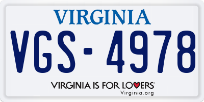 VA license plate VGS4978