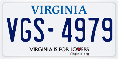 VA license plate VGS4979