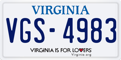 VA license plate VGS4983