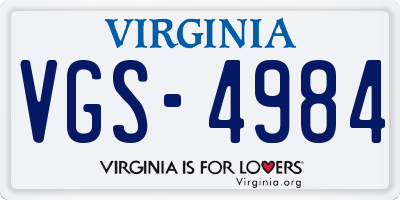 VA license plate VGS4984