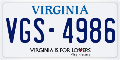VA license plate VGS4986