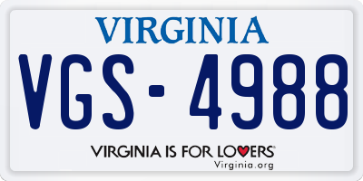 VA license plate VGS4988