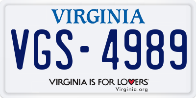 VA license plate VGS4989