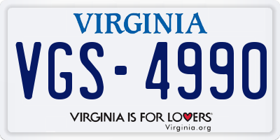 VA license plate VGS4990