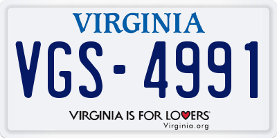VA license plate VGS4991