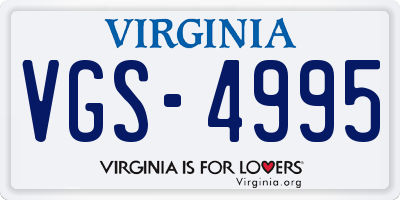 VA license plate VGS4995