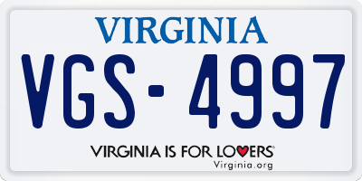 VA license plate VGS4997
